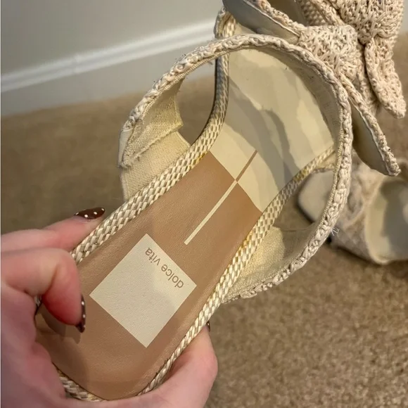 Dolce Vita Cream Woven Sandals - Picture 6 of 6